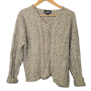 Vtg COMPANY Ellen Tracy Chunky Knit V-Neck Sweater M/L | Wool Mohair Blend